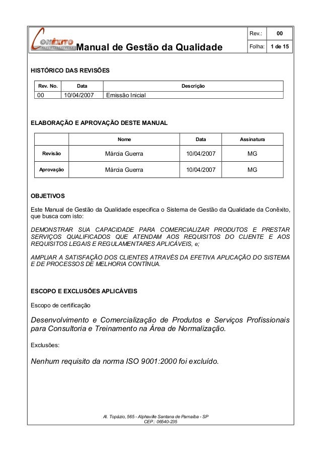 MANUAL DA QUALIDADE - Vila Nova de Gaia