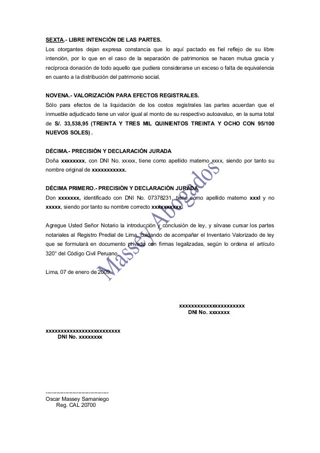 Modelo de liquidacion de regimen patrimonial