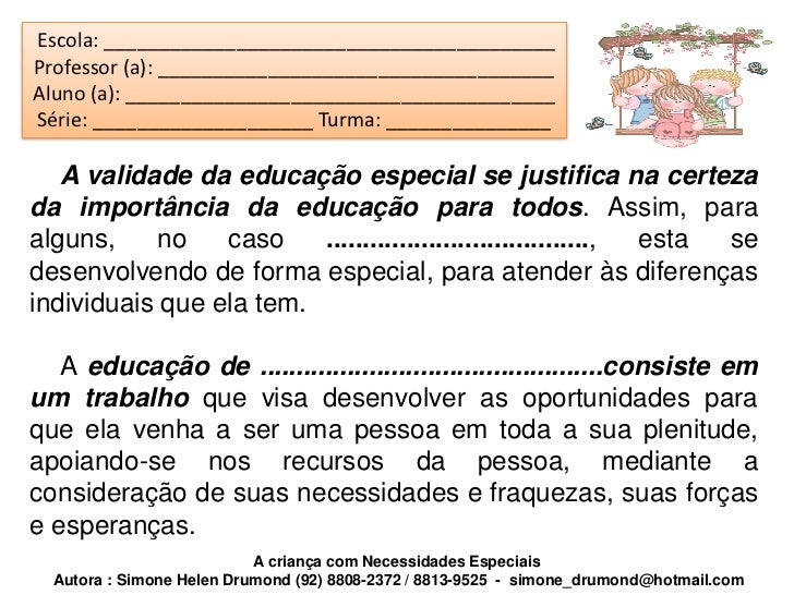 Relatorio de alunos com necessidades especiais