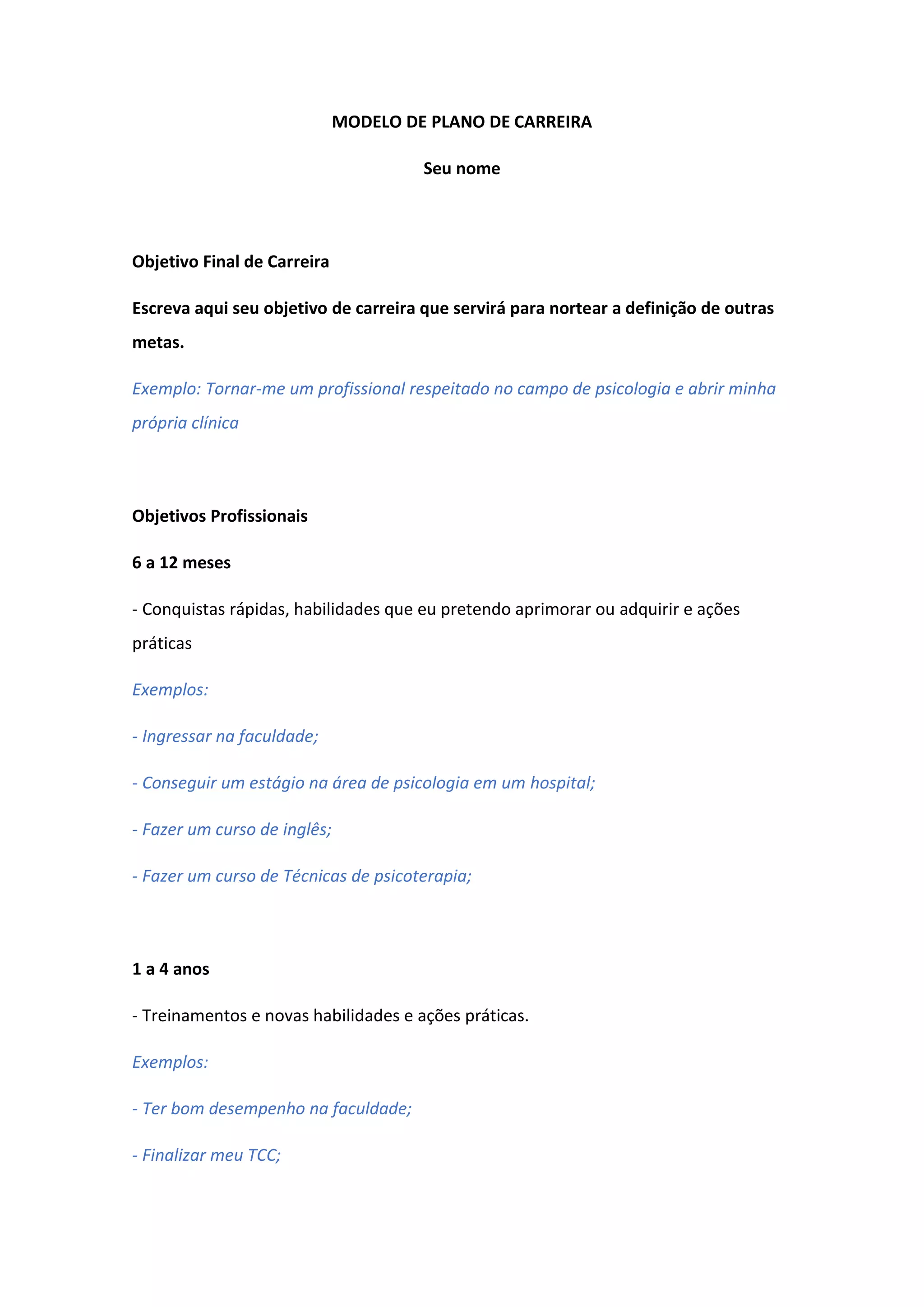 Modelo de plano de carreira | PDF