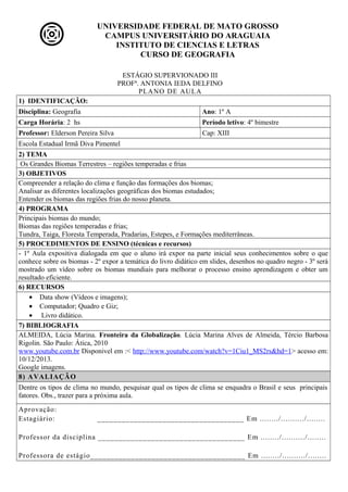 Biomas brasileiros - Planos de aula - 4°ano - Geografia