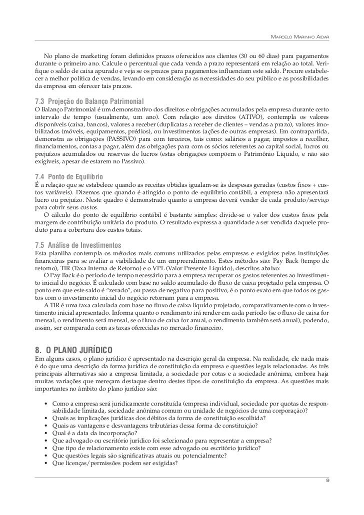Plano negocios exemplo