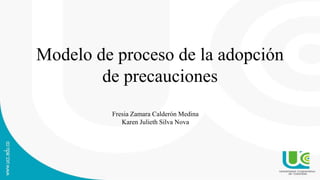 Modelo de proceso de la adopción
de precauciones
Fresia Zamara Calderón Medina
Karen Julieth Silva Nova
 
