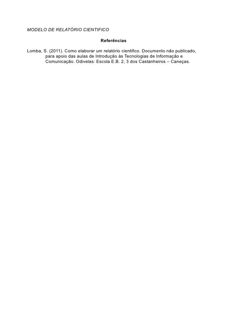 Como elaborar um relatório científico Como elaborar um relatório científico