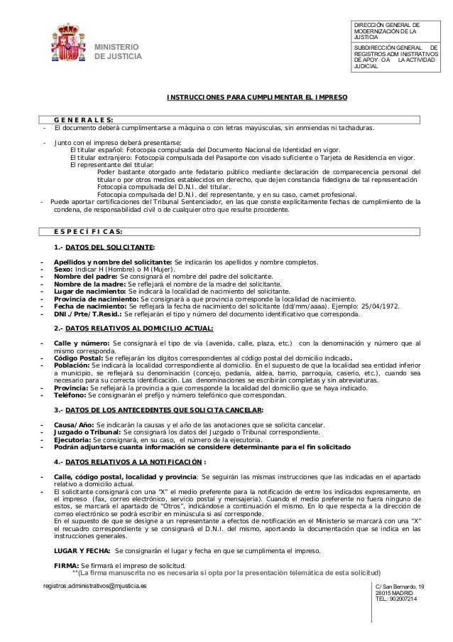 Modelo de solicitud de cancelacion de antecedentes