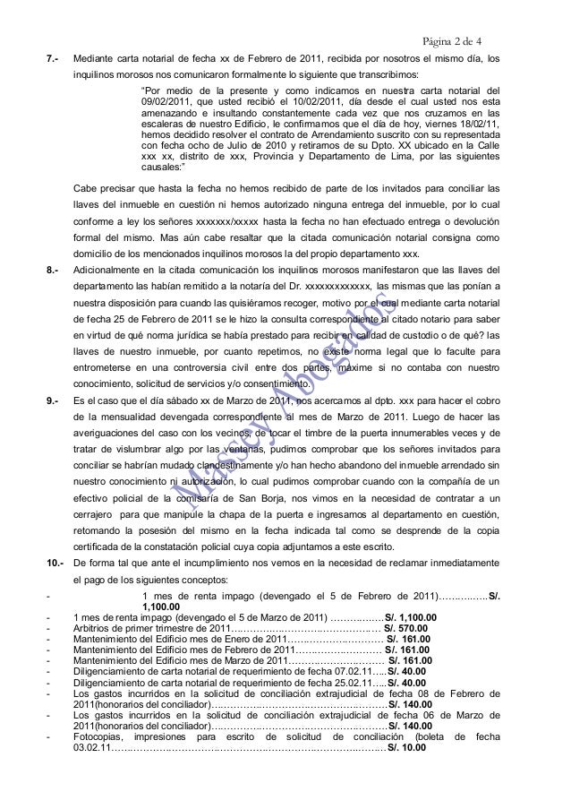 MODELO DE SOLICITUD DE CONCILIACIÓN DE PAGO DE ARRIENDOS