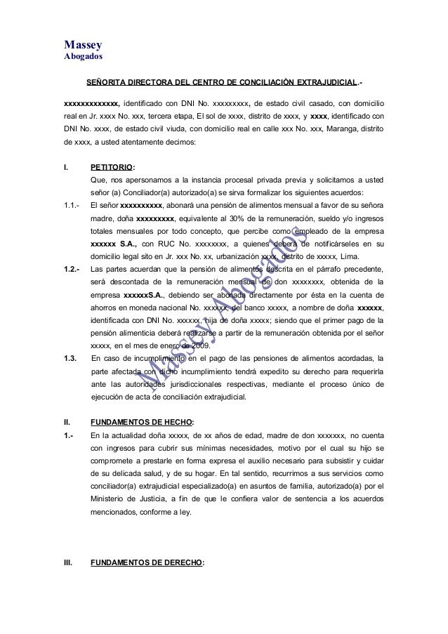 Modelo De Solicitud De Conciliacion Extrajudicial