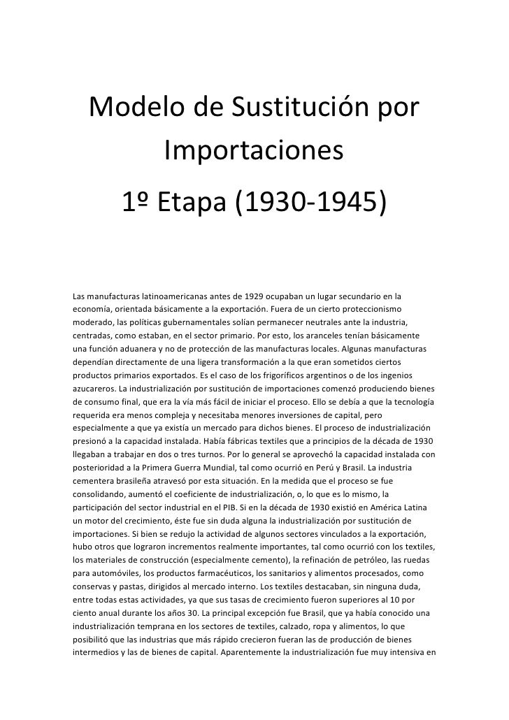 Modelo de sustitución por importaciones Modelo de sustitución por importaciones
