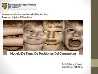 Modelo De Toma De Decisiones Del Consumidor
Asignatura: Comportamiento Del Consumidor
Profesor: Yajaira Piñero Parra
M.V. Eduardo Reyes
Caracas: 25-01-2015
 