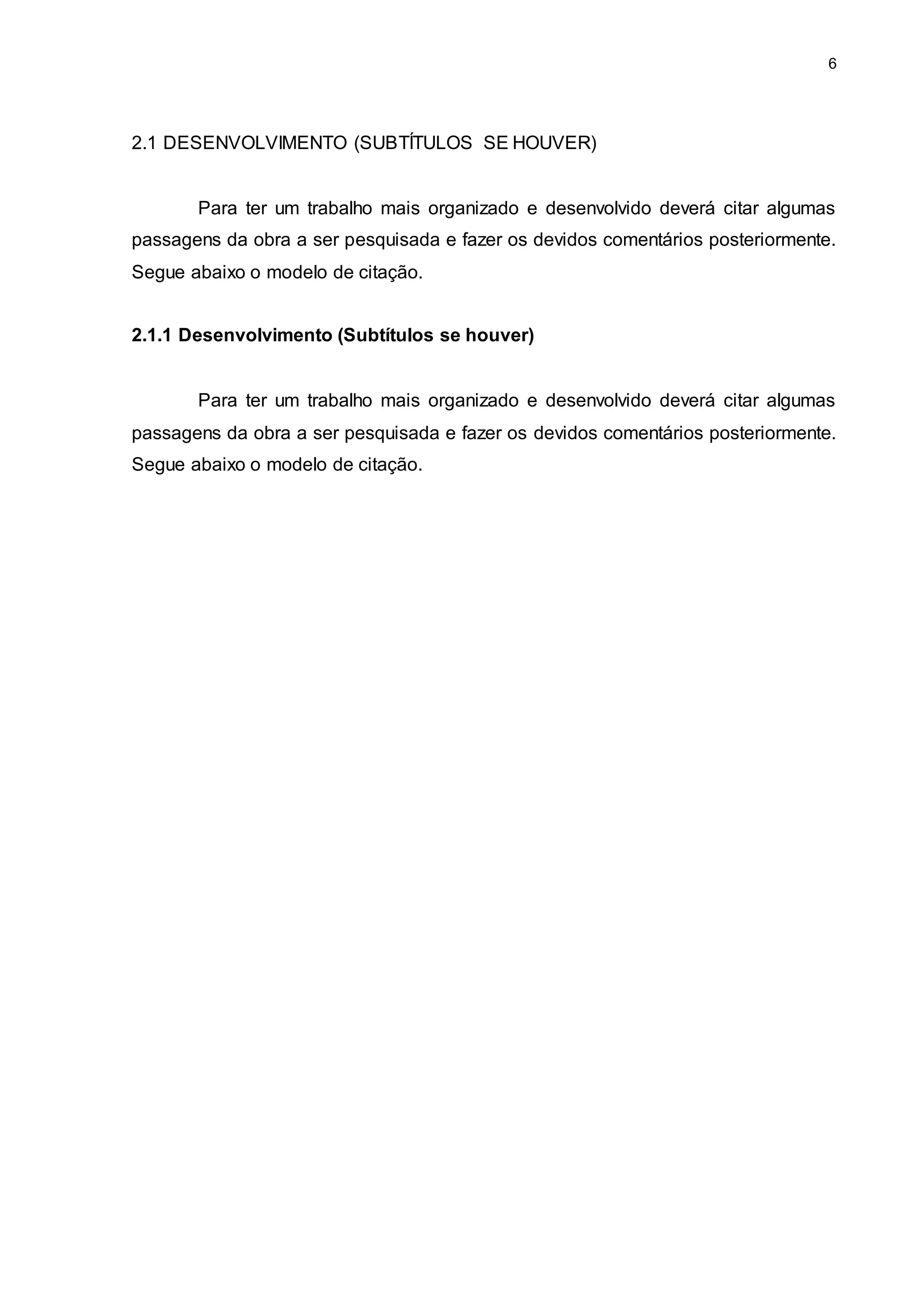 Modelo de trabalho pronto - ABNT | DOC
