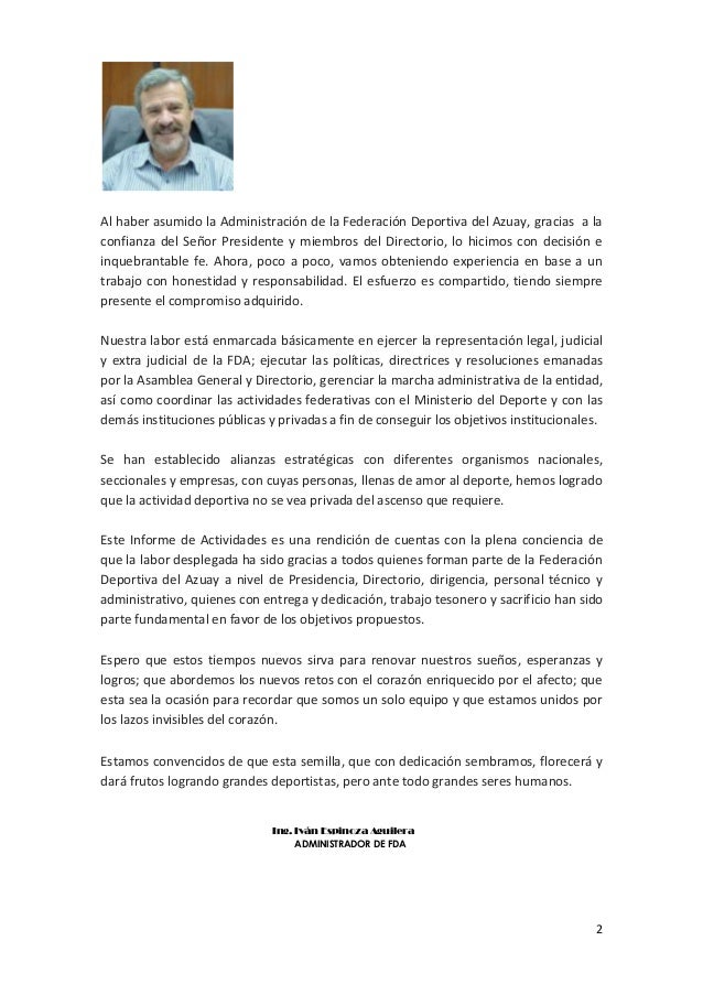 Modelo De Un Informe De Gestión