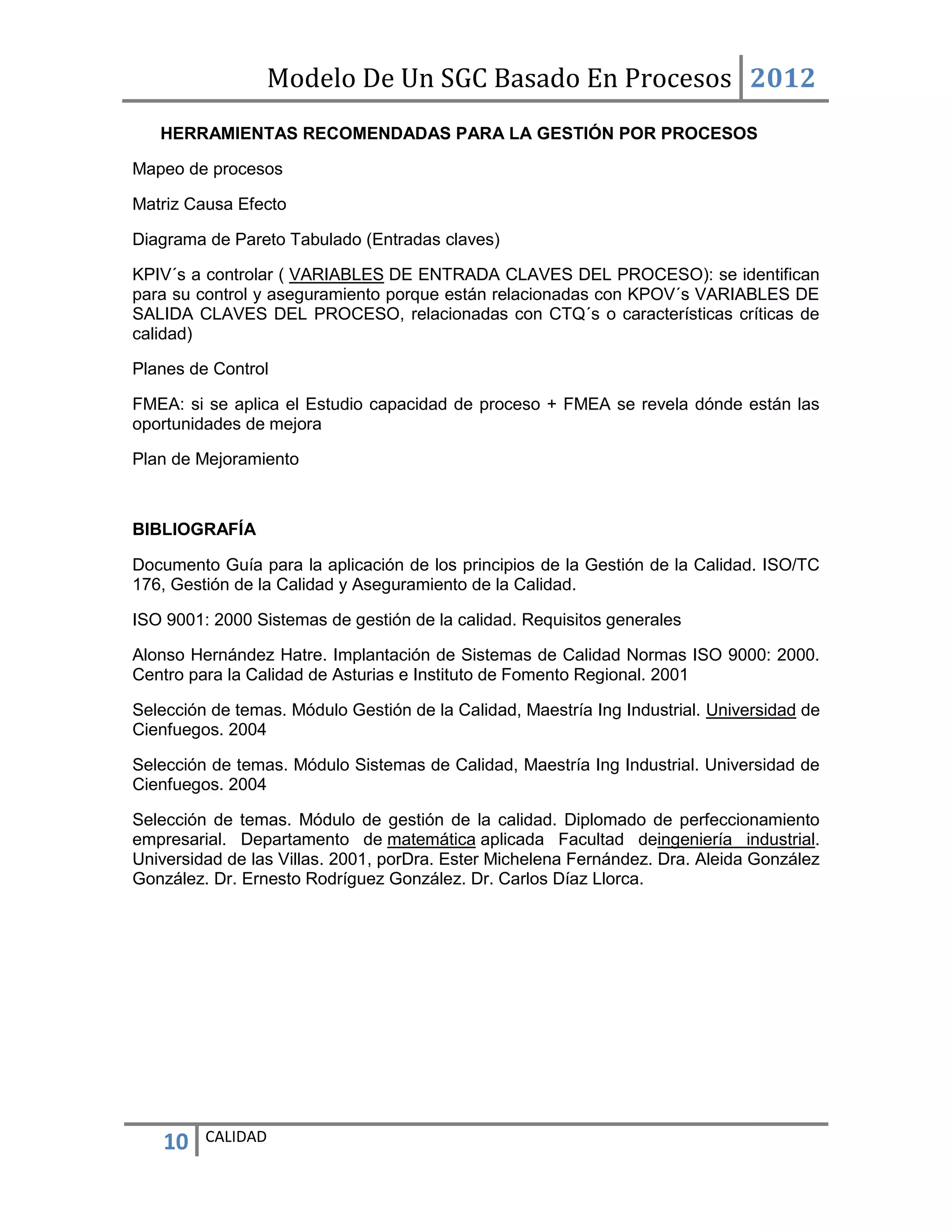 Modelo de un sgc basado en procesos | DOCX | Business Operations | Business