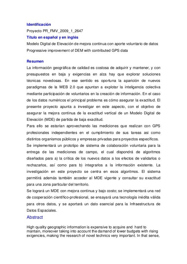Modelo digital de elevación de mejora continua con aporte 