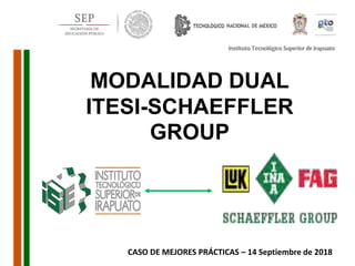 1
MODALIDAD DUAL
ITESI-SCHAEFFLER
GROUP
CASO DE MEJORES PRÁCTICAS – 14 Septiembre de 2018
 