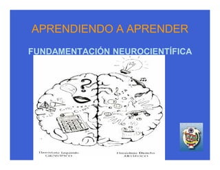 APRENDIENDO A APRENDER
FUNDAMENTACIÓN NEUROCIENTÍFICA
 