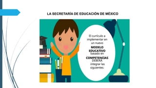 LA SECRETARÍA DE EDUCACIÓN DE MÉXICO
El currículo a
implementar en
un nuevo
MODELO
EDUCATIVO
basado en
COMPETENCIAS
DEBERÁ
integrar las
siguientes:
 