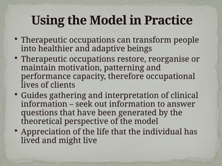 Model of Human Occupation in Occupational Therapy | PPTX