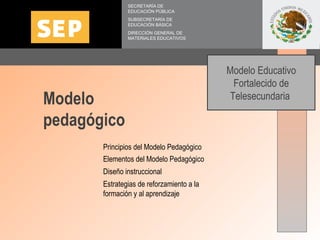 SECRETARÍA DE EDUCACIÓN PÚBLICA SUBSECRETARÍA DE EDUCACIÓN BÁSICA DIRECCIÓN GENERAL DE MATERIALES EDUCATIVOS Modelo pedagó...