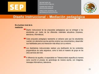 Diseño instruccional – Mediación pedagógica  SECRETARÍA DE EDUCACIÓN PÚBLICA SUBSECRETARÍA DE EDUCACIÓN BÁSICA DIRECCIÓN G...