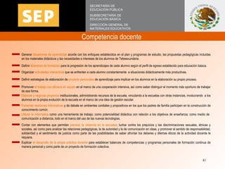 Competencia docente  SECRETARÍA DE EDUCACIÓN PÚBLICA SUBSECRETARÍA DE EDUCACIÓN BÁSICA DIRECCIÓN GENERAL DE MATERIALES EDU...