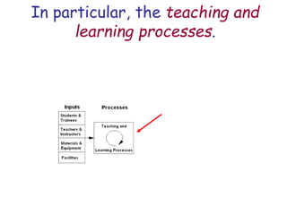 In particular, the teaching and
learning processes.
 