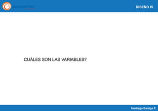 DISEÑO IV

CUÁLES SON LAS VARIABLES?

Santiago Barriga F.

 