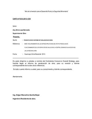 Modelo Informe Residencia Paralizacion Obra