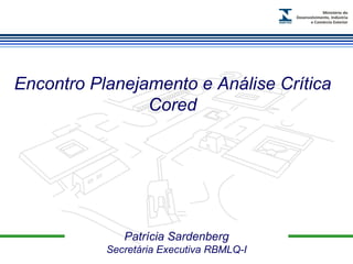 Patrícia Sardenberg Secretária Executiva RBMLQ-I Encontro Planejamento e Análise Crítica Cored 