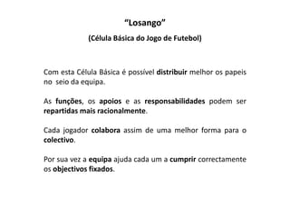 Finalizar.“Losango”(Célula Básica do Jogo de Futebol)Permite:Uma transição rápida;