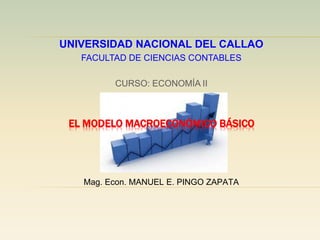 EL MODELO MACROECONÓMICO BÁSICO
UNIVERSIDAD NACIONAL DEL CALLAO
FACULTAD DE CIENCIAS CONTABLES
CURSO: ECONOMÍA II
Mag. Econ. MANUEL E. PINGO ZAPATA
 