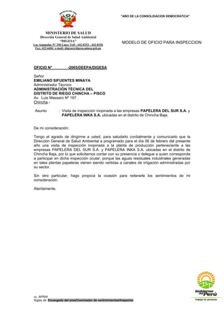 Modelo Oficio Inspeccion