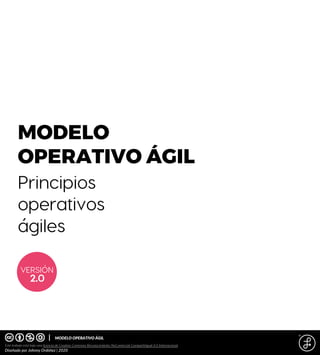 MODELO
OPERATIVO ÁGIL
Principios
operativos
ágiles
VERSIÓN
2.0
Este trabajo está bajo una licencia de Creative Commons Reconocimiento-NoComercial-CompartirIgual 4.0 Internacional.
MODELO OPERATIVO ÁGIL
Diseñado por Johnny Ordóñez | 2020
 