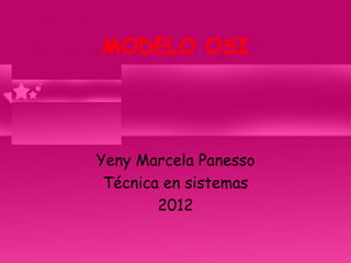 MODELO OSI Yeny Marcela Panesso Técnica en sistemas 2012 