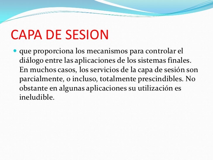 Resultado de imagen para 13.- Â¿QuÃ© servicios provee el nivel de sesiÃ³n?