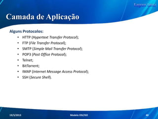 Redes de Computadores
Modelo de Referência OSI/ISO
Camada de Transporte

Redes de Computadores - Modelo de Referência OSI/ISO

40

 