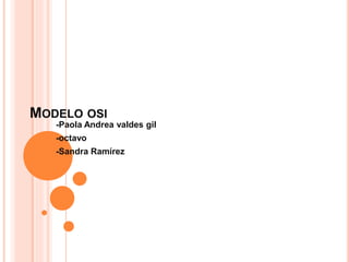 MODELO OSI
-Paola Andrea valdes gil
-octavo
-Sandra Ramírez
 