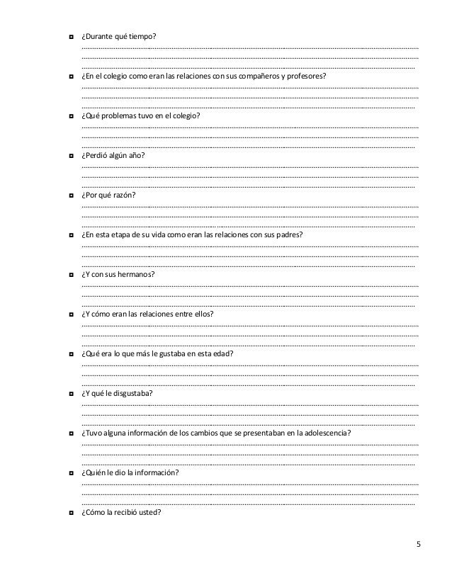 Formato De Entrevista Psicologica Clinica Para Niños