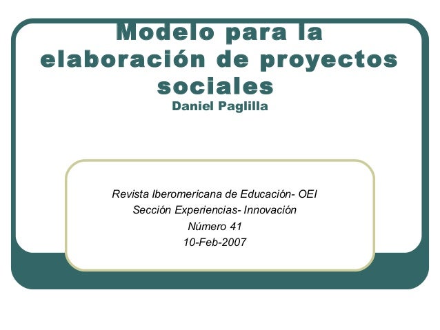 Modelo Para La Elaboración De Proyectos Sociales