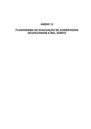 ANEXO 13
FLUXOGRAMA DE EVACUAÇÃO DE ACIDENTADOS
OCUPACIONAIS E MAL SÚBITO
 