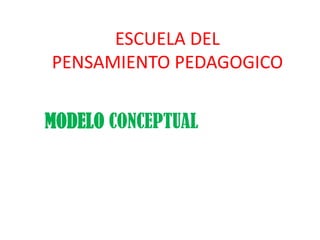 ESCUELA DEL
PENSAMIENTO PEDAGOGICO
MODELO CONCEPTUAL

 
