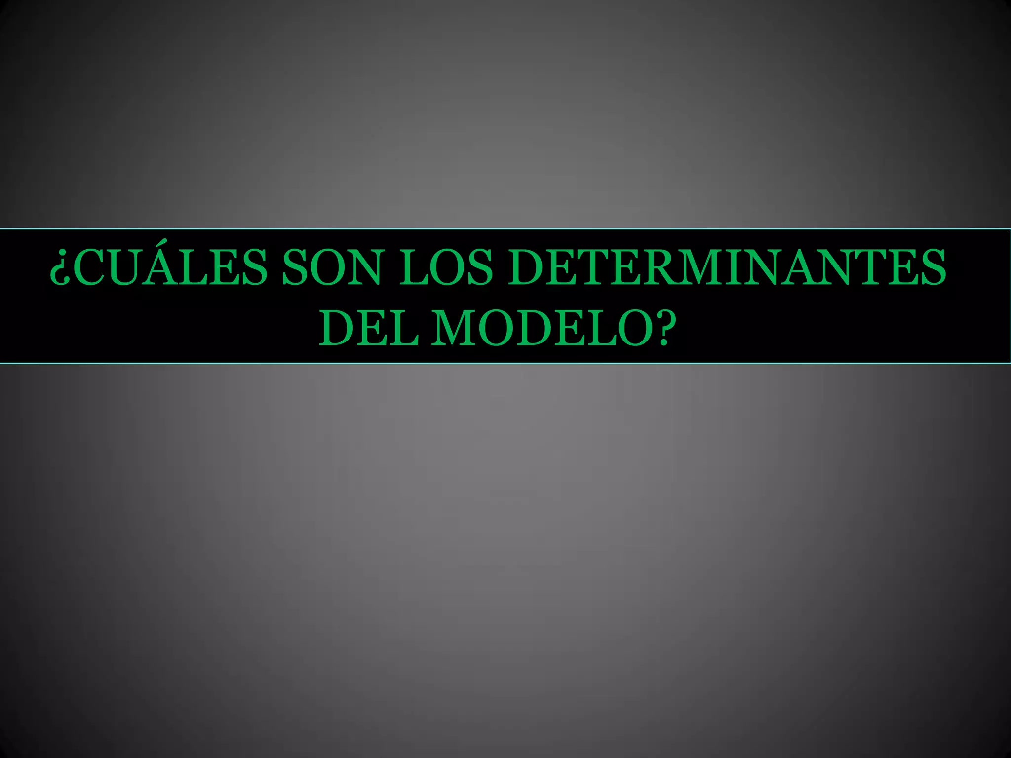 ¿CUÁLES SON LOS DETERMINANTES
DEL MODELO?
 