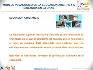 Modelo pedagogico de la educacion a abierta y a distancia en la unad | PPT