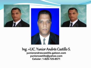Ing. +LIC. Yunior Andrés Castillo S.
yuniorandrescastillo.galeon.com
yuniorcastillo@yahoo.com
Celular: 1-829-725-8571
 
