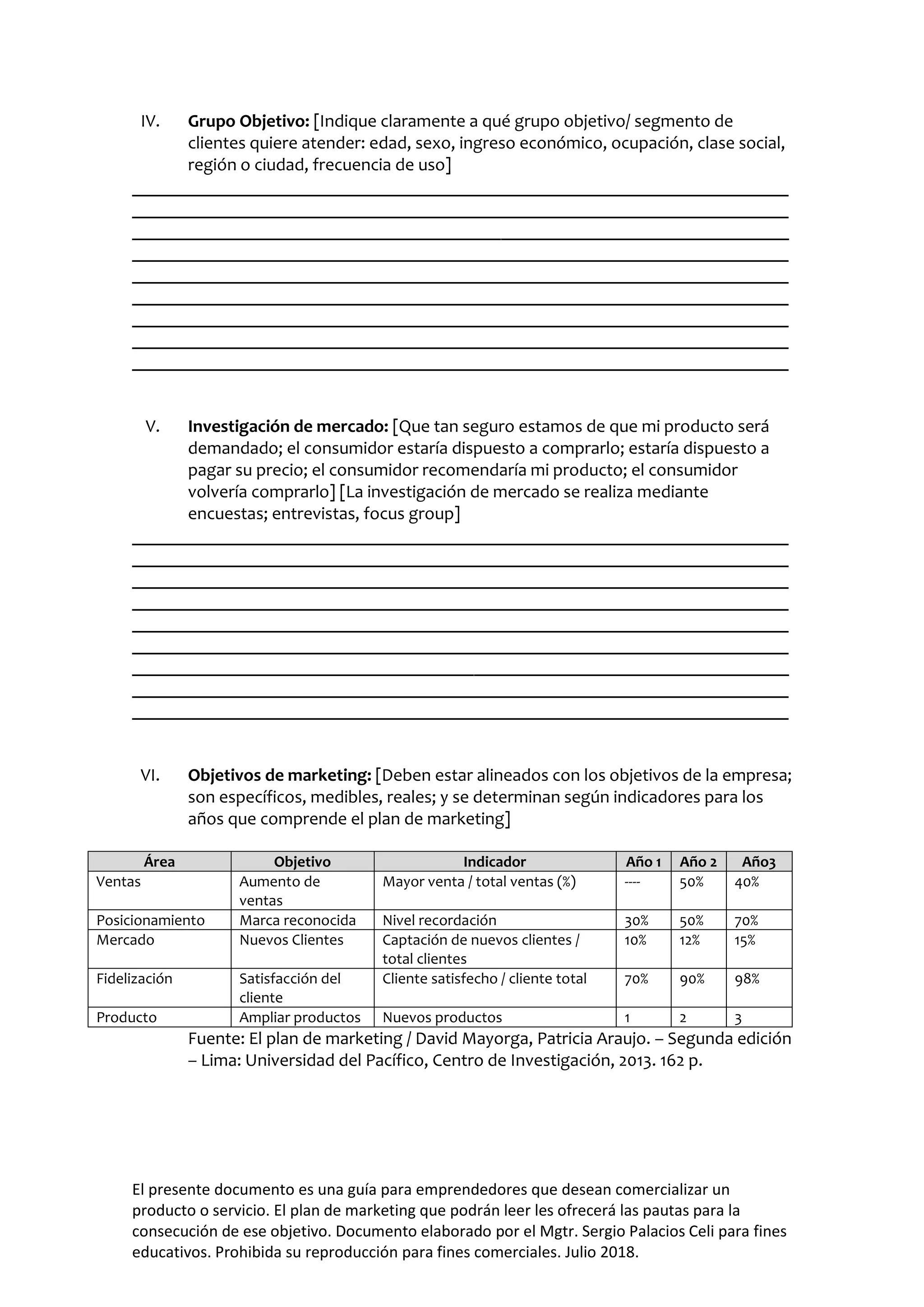 Modelo Plan de Marketing Emprendedores | PDF
