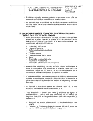 Modelo plan de vigilancia, prevencion y control de covid 19 -comercial ...