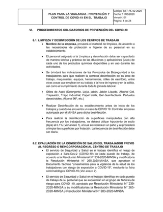 Modelo plan de vigilancia, prevencion y control de covid 19 -comercial ...