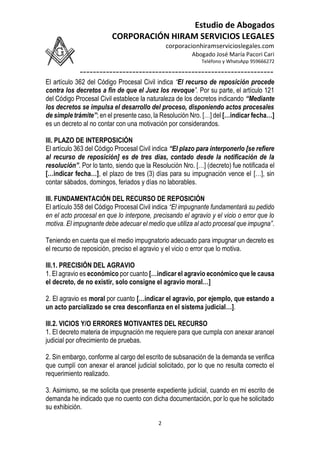 MODELO DE RECURSO DE REPOSICIÓN EN PROCESO CIVIL – AUTOR JOSÉ MARÍA ...