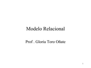 Modelo Relacional Prof . Gloria Toro Oñate 