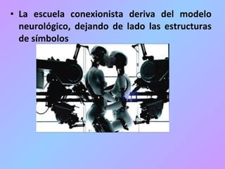 La escuela conexionista deriva del modelo neurológico, dejando de lado las estructuras de símbolos 