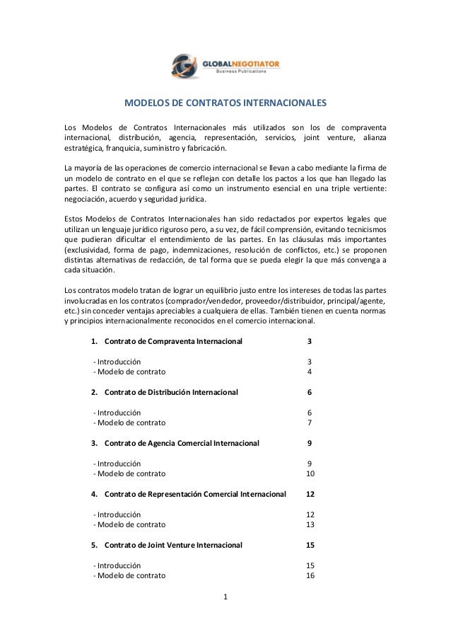 Modelos de Contratos Internacionales Modelos de Contratos Internacionales